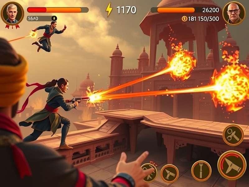Flame Strike Master game screenshot showing intense battle